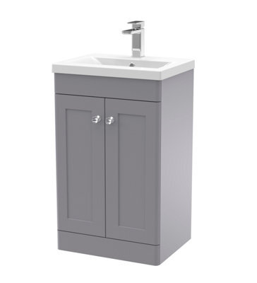 Nuie Classique 500mm Satin Grey Floor Standing Vanity Unit With Basin-Satin Grey - image 1