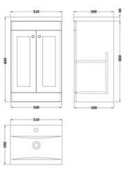 Nuie Classique 500mm Satin Grey Floor Standing Vanity Unit With Basin-Satin Grey - thumbnail 7