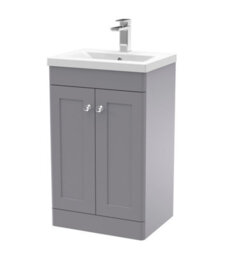 Nuie Classique 500mm Satin Grey Floor Standing Vanity Unit With Basin-Satin Grey - thumbnail 5
