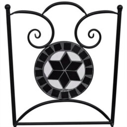 Berkfield 3 Piece Bistro Set Ceramic Tile Black And White - thumbnail 4