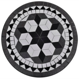 Berkfield 3 Piece Bistro Set Ceramic Tile Black And White - thumbnail 8