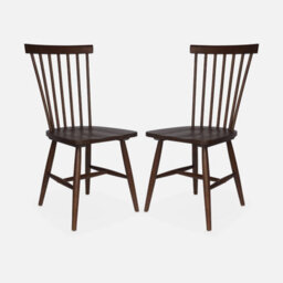 Sweeek - Pair Of Wooden Dining Chairs Romie Dark Wood Colour 50.8X44.2X90 Cm - thumbnail 2
