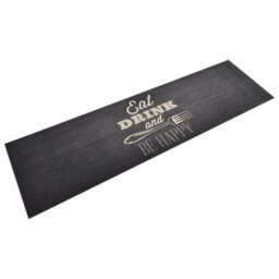 Berkfield Kitchen Rug Washable Kitchen Black 45X150 Cm Velvet - thumbnail 1