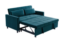 Sofa Bed Double, Convertible 3 In 1 Pull Out Velvet Sofa Bed, 2 Seater Guest Bed Settee, Max Load 300Lbs - Green - thumbnail 7