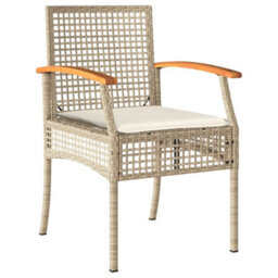 Berkfield 7 Piece Garden Dining Set With Cushions Beige Poly Rattan - thumbnail 3
