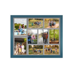 AK Frames 20X16 Navy Blue Sleek Multi Photo Frame With Mid Grey Mount - Holds 9 Apertures (2X) 7X5, (7X) 6X4 Photos - thumbnail 1