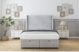 "Comfort Madrid Silver Naples Ottoman Bed Base With 54"" Wingback Headboard 4' Small Double" - thumbnail 1