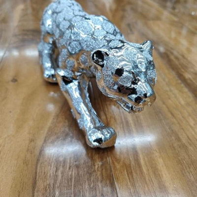 Biznest Italian Silver Chrome Leopard Tiger Cheetah Jaguar Figurine Home Decor,stunning & Pretty Looks