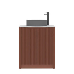 Royal Bathrooms Avenza 800mm Terracotta Clay Floor Standing Bathroom Vanity Unit 2 Door With Art Round Black Basin - thumbnail 6