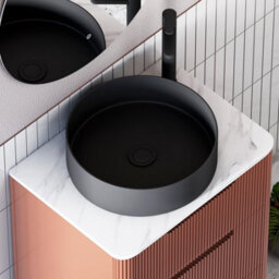 Royal Bathrooms Avenza 800mm Terracotta Clay Floor Standing Bathroom Vanity Unit 2 Door With Art Round Black Basin - thumbnail 7