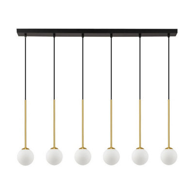 Luminosa Lighting Luminosa Savoy Bar Pendant Ceiling Light Opal, Satin Gold, Matt Black Led G9 6X5W - image 1