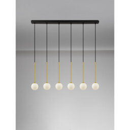 Luminosa Lighting Luminosa Savoy Bar Pendant Ceiling Light Opal, Satin Gold, Matt Black Led G9 6X5W - thumbnail 4