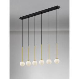 Luminosa Lighting Luminosa Savoy Bar Pendant Ceiling Light Opal, Satin Gold, Matt Black Led G9 6X5W - thumbnail 5