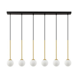 Luminosa Lighting Luminosa Savoy Bar Pendant Ceiling Light Opal, Satin Gold, Matt Black Led G9 6X5W - thumbnail 1