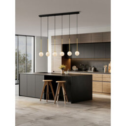 Luminosa Lighting Luminosa Savoy Bar Pendant Ceiling Light Opal, Satin Gold, Matt Black Led G9 6X5W - thumbnail 2