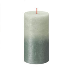 Bolsius Rustic Faded Foggy Green Oxid Blue Metallic Candle. Unscented. H13 Cm