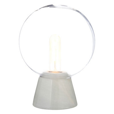 Orsina Contemporary Globe Lamp With White Marble Base, Contrasting Bedside Table Light, Versatile Modern Lamp - image 1