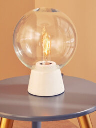 Orsina Contemporary Globe Lamp With White Marble Base, Contrasting Bedside Table Light, Versatile Modern Lamp - thumbnail 3