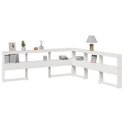 Berkfield Bookcase Headboard L-Shaped White 180 Cm Solid Wood Pine - image 1