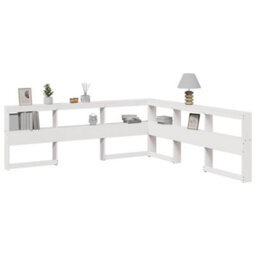Berkfield Bookcase Headboard L-Shaped White 180 Cm Solid Wood Pine