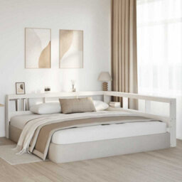 Berkfield Bookcase Headboard L-Shaped White 180 Cm Solid Wood Pine - thumbnail 3
