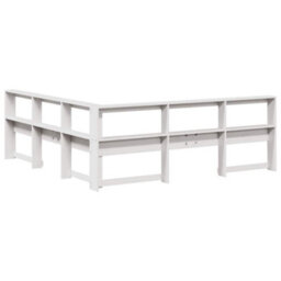 Berkfield Bookcase Headboard L-Shaped White 180 Cm Solid Wood Pine - thumbnail 6