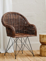 Orsina Natural Croco Rattan Chair, Easy To Clean Outdoor Chair, Arm & Backrest Rattan Armchair - thumbnail 8