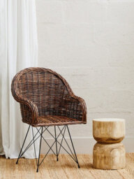 Orsina Natural Croco Rattan Chair, Easy To Clean Outdoor Chair, Arm & Backrest Rattan Armchair - thumbnail 7