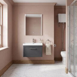 Balterley Stonnall Traditional Wall Hung 1 Drawer Vanity Unit With Thin-Edge Ceramic Basin, 600mm, Dark Grey - thumbnail 4