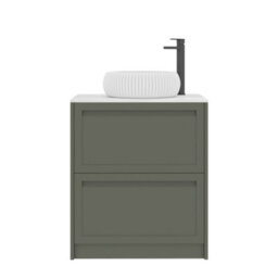 Royal Bathrooms Royal Bathroom Elmore 700mm Matt Green Freestanding Countertop Bathroom Vanity Unit 2 Drawer With Milan Basin - thumbnail 7
