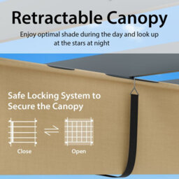 Costway 2.9 X 3.6 M Outdoor Retractable Pergola Aluminum Patio Shelter W/ Canopy Beige - thumbnail 4