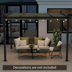 Costway 2.9 X 3.6 M Outdoor Retractable Pergola Aluminum Patio Shelter W/ Canopy Beige - thumbnail 5