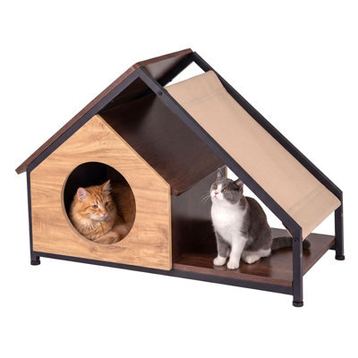 Costway Indoor Cat House Wooden Cat Condo W/ Detachable Roof - image 1