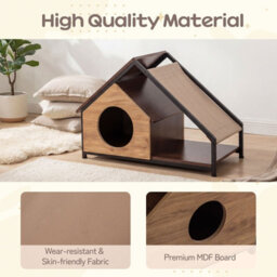 Costway Indoor Cat House Wooden Cat Condo W/ Detachable Roof - thumbnail 3