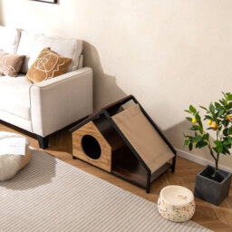 Costway Indoor Cat House Wooden Cat Condo W/ Detachable Roof - thumbnail 4