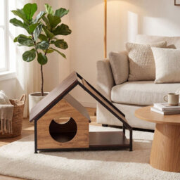 Costway Indoor Cat House Wooden Cat Condo W/ Detachable Roof - thumbnail 9