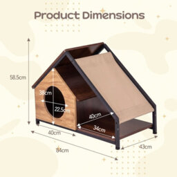 Costway Indoor Cat House Wooden Cat Condo W/ Detachable Roof - thumbnail 7