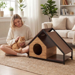 Costway Indoor Cat House Wooden Cat Condo W/ Detachable Roof - thumbnail 8