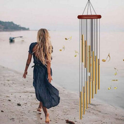 Golden Silver Aluminium Wind Chimes 12 Tube Home Garden Decoration - thumbnail 3