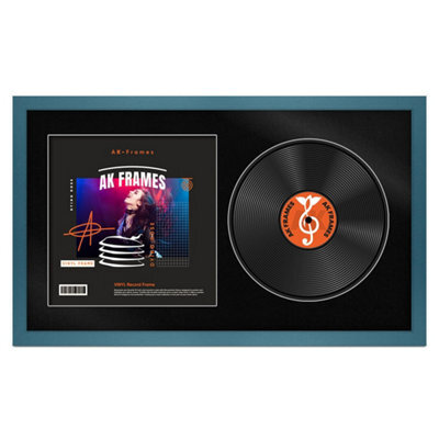"30X17"" Navy Blue Modern Vinyl Record Frame With Black Mount For 12 Inch Lp Album Cover & Disc - Ak Frames" - image 1