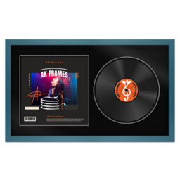 "30X17"" Navy Blue Modern Vinyl Record Frame With Black Mount For 12 Inch Lp Album Cover & Disc - Ak Frames"