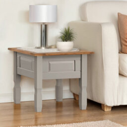 Lamp Table Grey Wax Solid Pine - thumbnail 3
