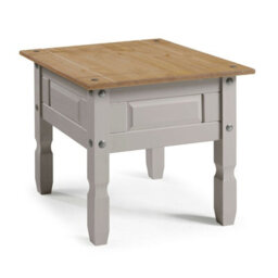 Lamp Table Grey Wax Solid Pine - thumbnail 1