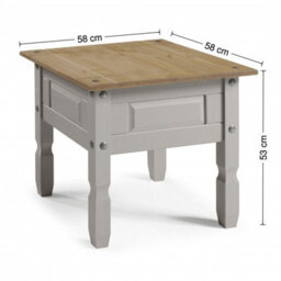 Lamp Table Grey Wax Solid Pine - thumbnail 2