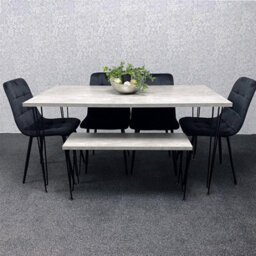 Kosy Koala Dining Table With 4 Chairs Modern Dining Table Set With 4 Black Chairs And 1 Bench Dining Room Furniture - thumbnail 5