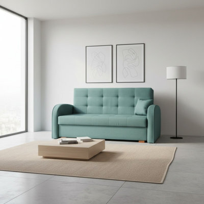 Living Room Sofa Bed Viva Gold Iii With Storage Container Wooden Frame And Legs 153X98X85Cm Turquoise - image 1