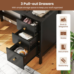 Costway 120 X 50 Cm Computer Desk Modern Writing Desk With 3 Drawers-Black - thumbnail 8