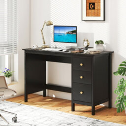 Costway 120 X 50 Cm Computer Desk Modern Writing Desk With 3 Drawers-Black - thumbnail 4
