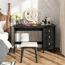Costway 120 X 50 Cm Computer Desk Modern Writing Desk With 3 Drawers-Black - thumbnail 5