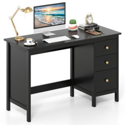 Costway 120 X 50 Cm Computer Desk Modern Writing Desk With 3 Drawers-Black - thumbnail 2